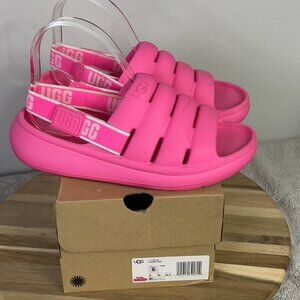 New UGG Sport Yeah Slide Slingback Pink Sandals Kids SZ 6
